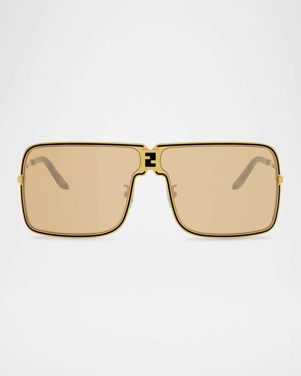 Fendiness Metal Semi-Shield Sunglasses